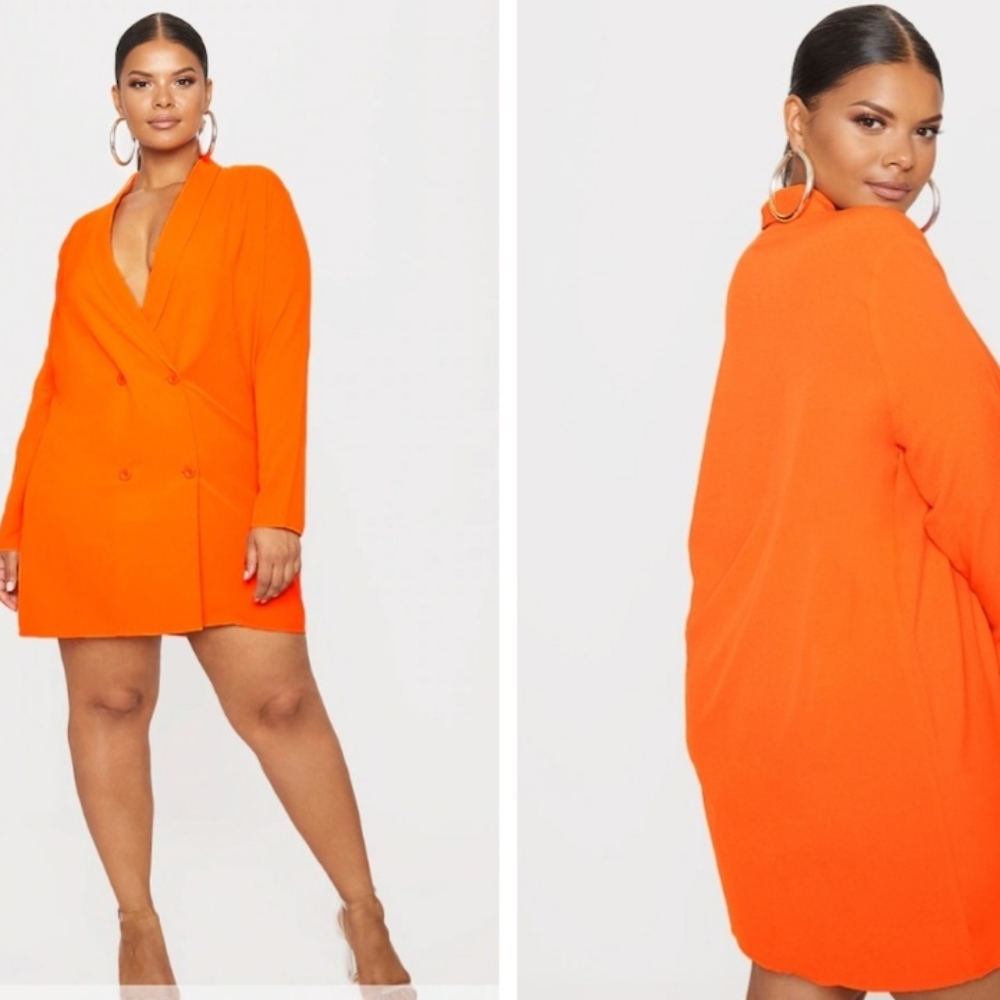 Sexy Orange Double Breasted Jacket Dress